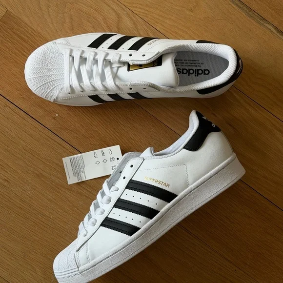 Adidas Superstar White with Black Stripes Men's Sneakers - Picture 4 of 5